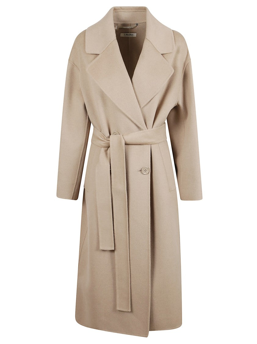 Max Mara Tailored Beige Coat With Wide Lapel