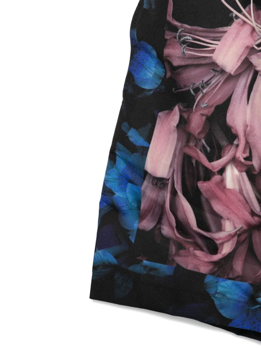 Dries Van Noten Black Floral Print Drawstring Swim Shorts