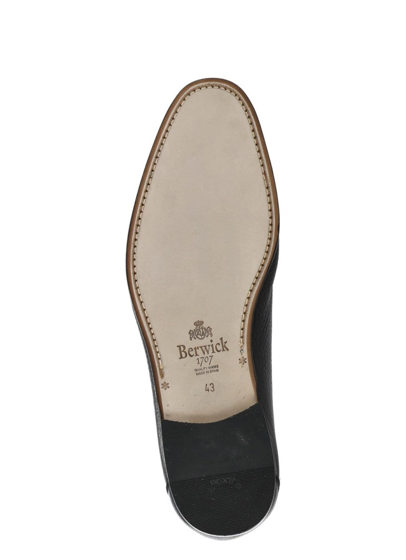 Berwick 1707 Black Pebbled Leather Mask Loafers