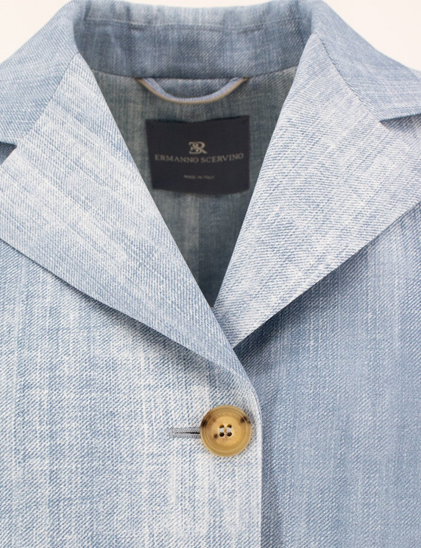 Ermanno Scervino Single Breasted Jacket With Floral Appliqués And Denim Effect