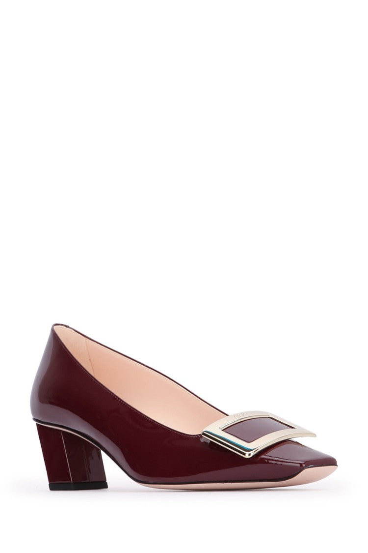 Roger Vivier Elegant Red Leather Pumps With Metallic Buckle Detail