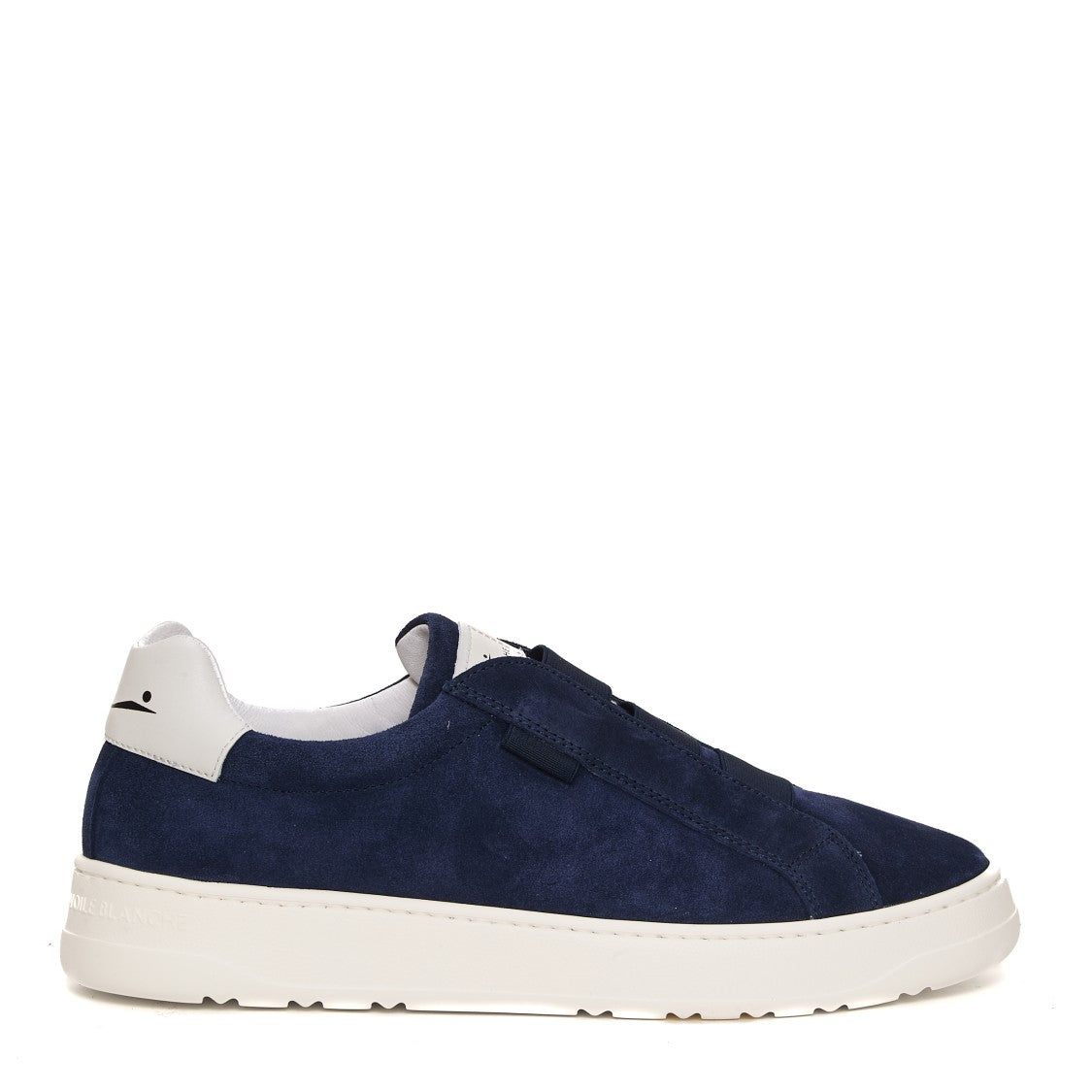 Voile Blanche Deep Blue Suede Slip-On Sneakers With White Rubber Sole