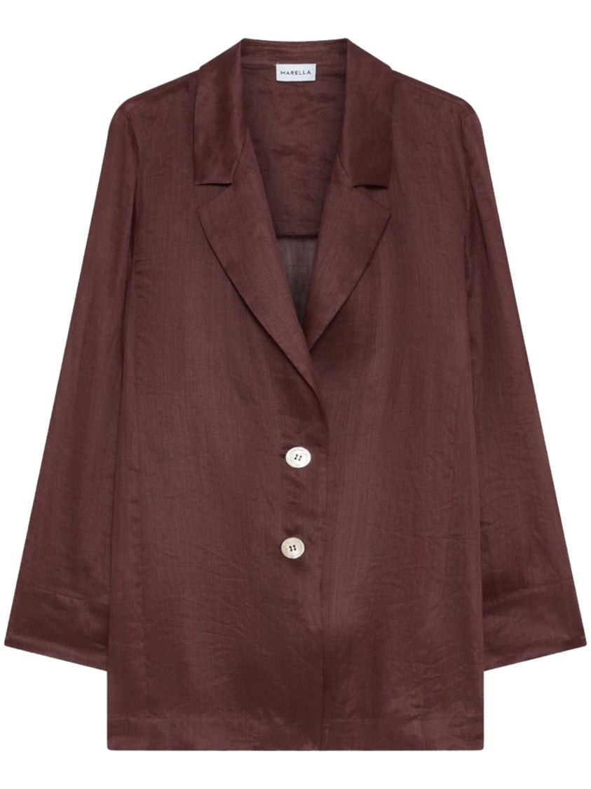 Marella Brown Mllclasse Loose-Fitting Ramie Jacket
