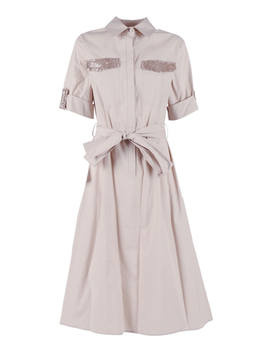 Antonelli Firenze Fitted Day Sequined Belted Day Dress
