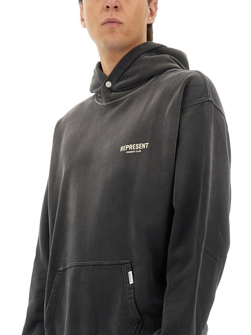 Represent Washed Black Hoodie With Relaxed Fit
