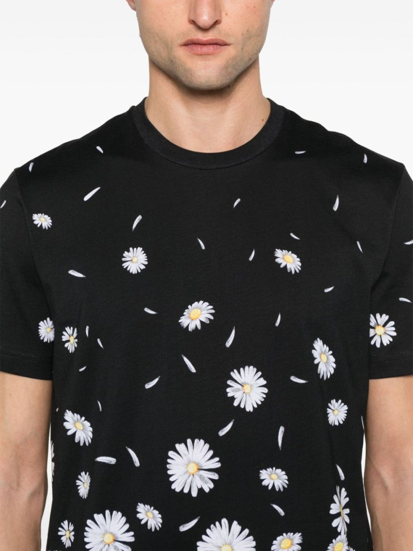 Moschino Black Floral Print Rear Logo T-Shirt