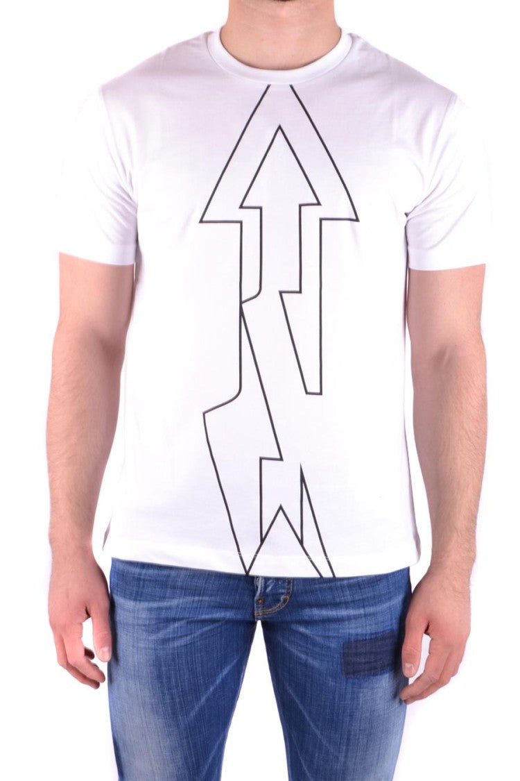 Les Hommes Abstract Arrow Graphic White T-Shirt