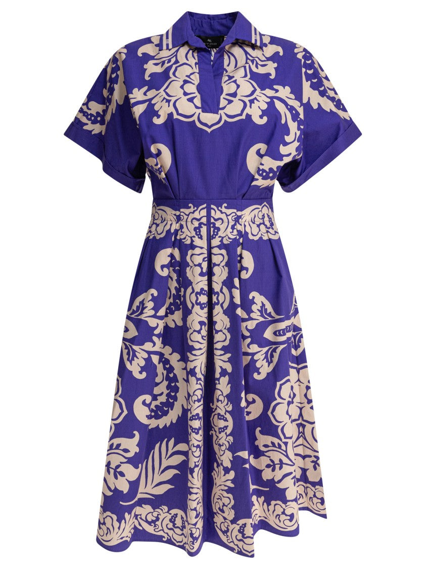 Etro Blue Cotton A-Line Dress