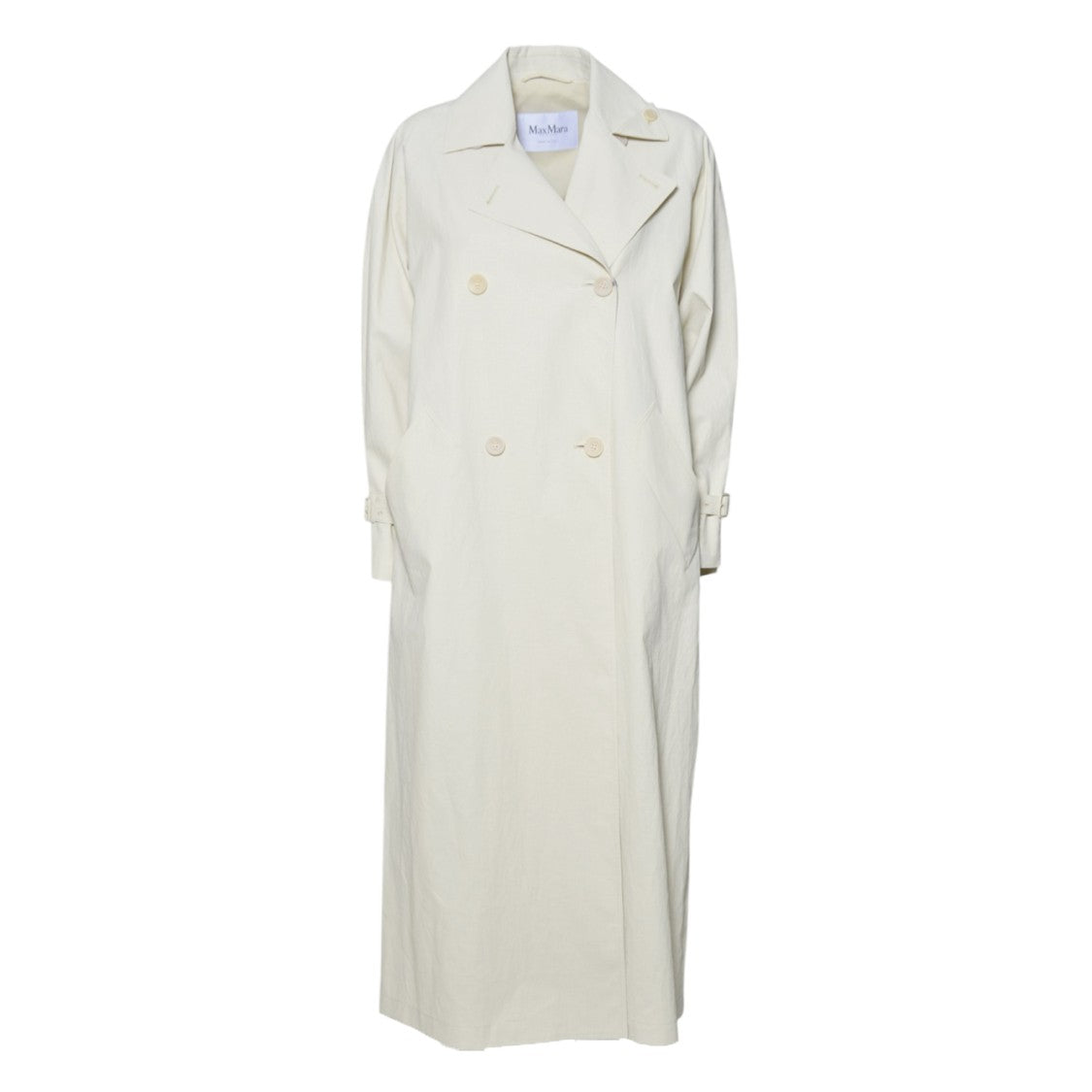 Max Mara Double-Breasted Long Linen Trench Coat