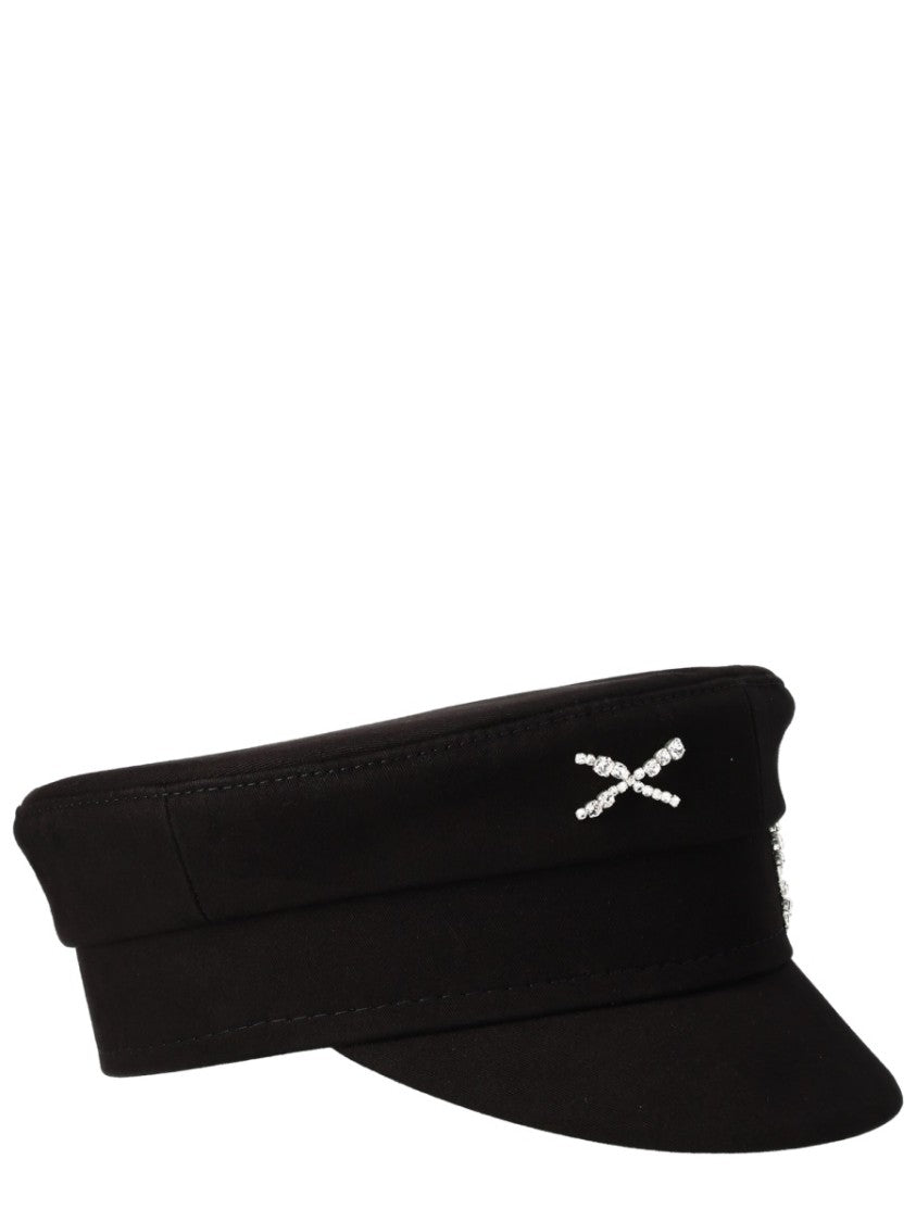 Ruslan Baginskiy Structured Rhinestone Crossed Baker Boy Hat
