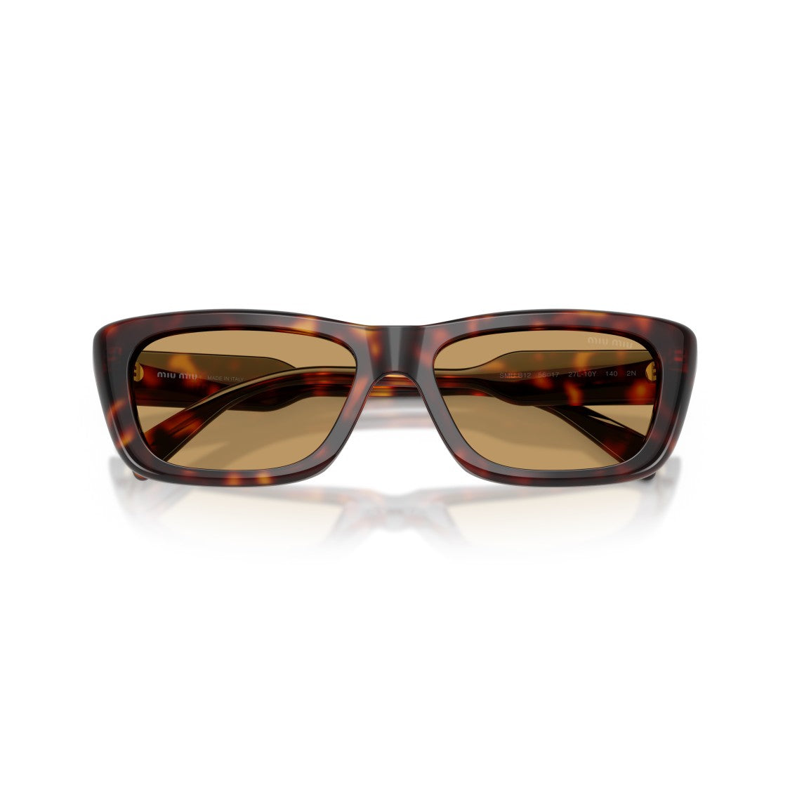 Miu Miu 0Mu B12s Rectangular Tortoiseshell Sunglasses With Thick Arms