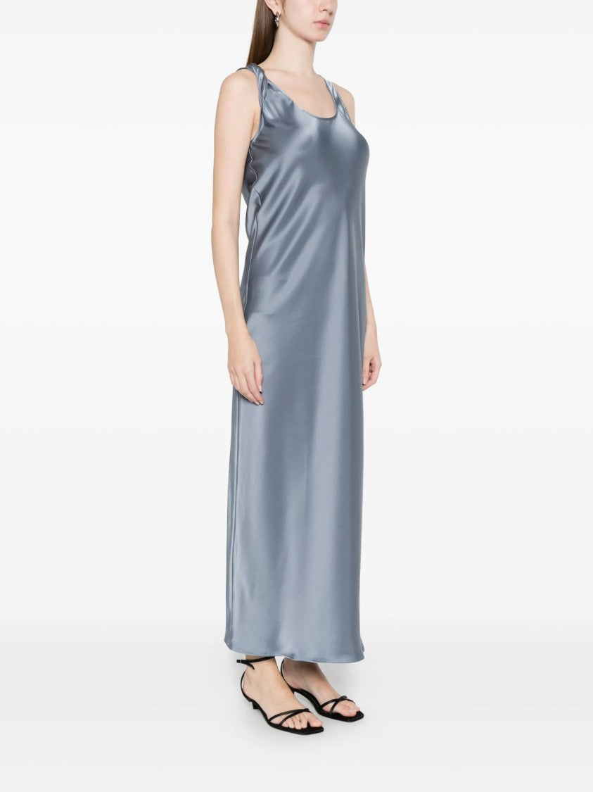 Marella Blue Mmlovale Satin-Finish Sleeveless Maxi Dress