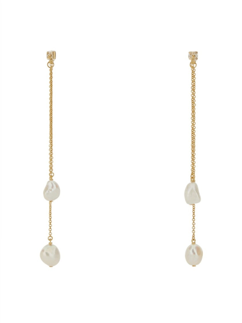 Golden Goose Dangling Earrings With Pearls