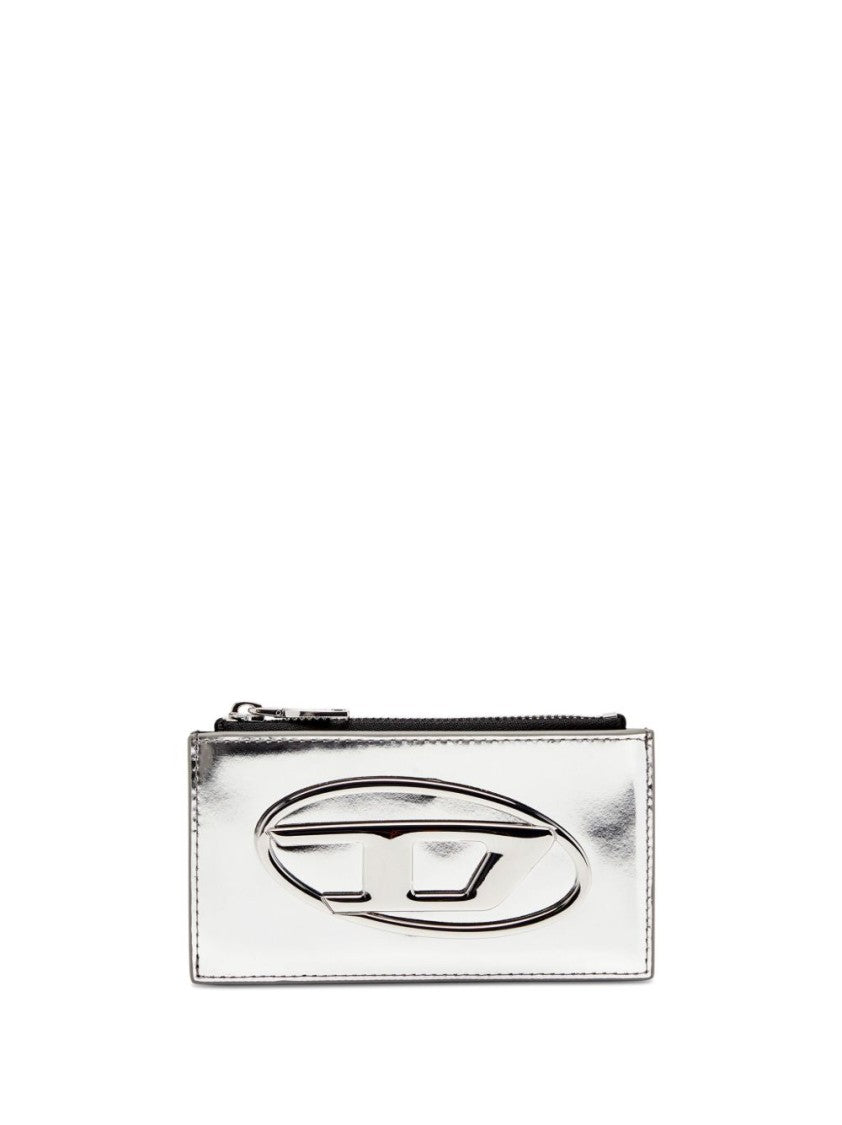 Diesel Shiny Metallic Zip Wallet With Prominent Logo