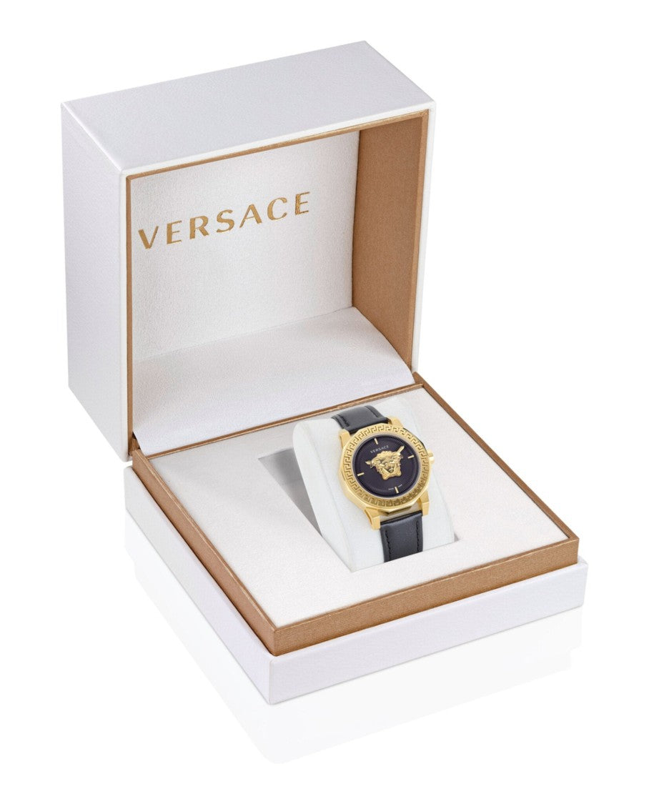 Versace Medusa Deco Leather Watch With Octagonal Case And Guilloche Dial