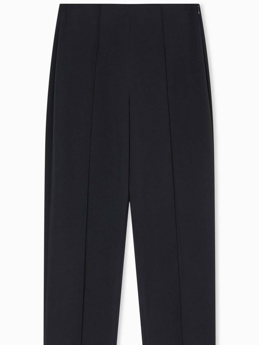 Giorgio Armani High-Waist Black Viscose Cady Straight Trousers