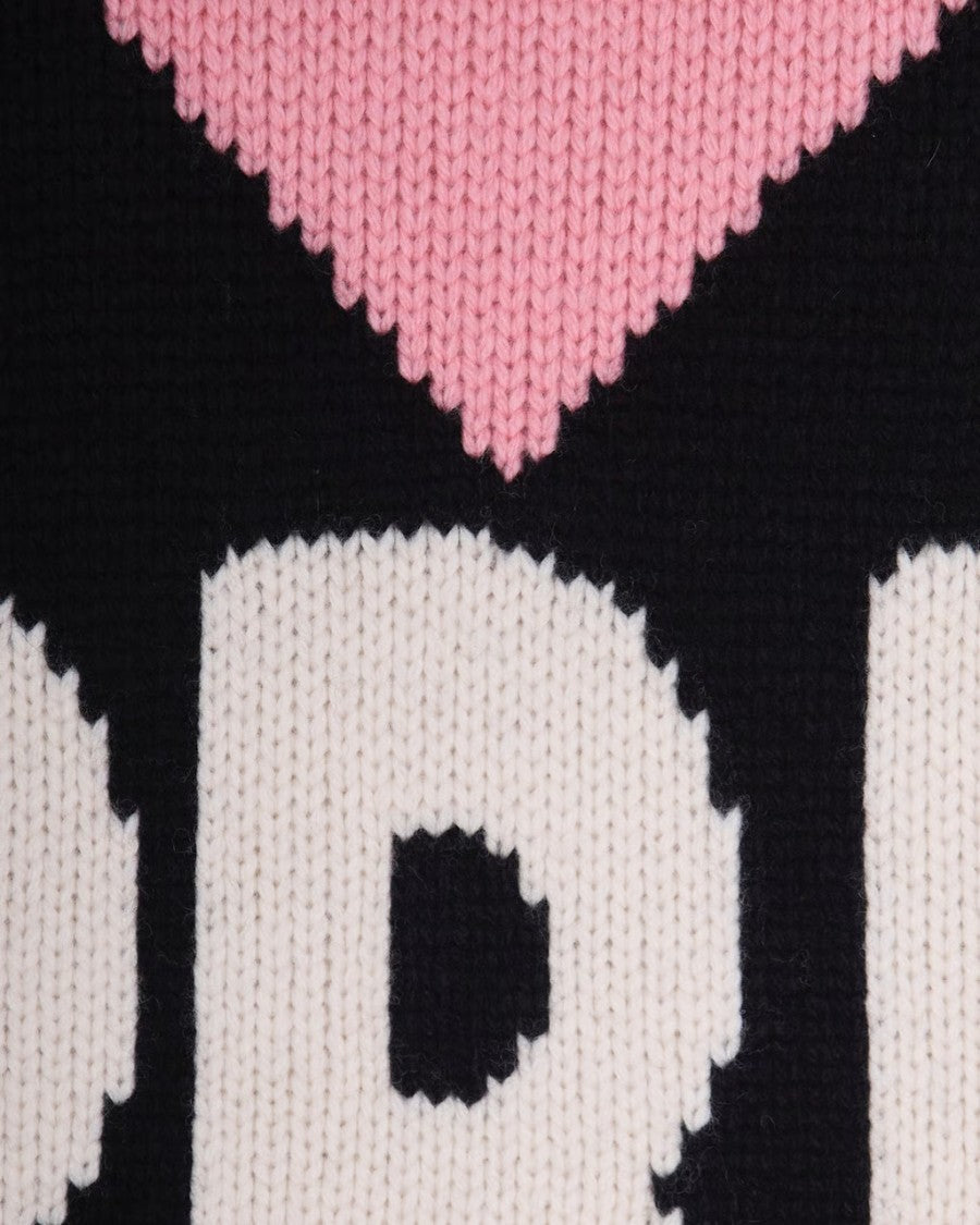 Mc2 Saint Barth Kyla Black Knit Sweater With Heart Design