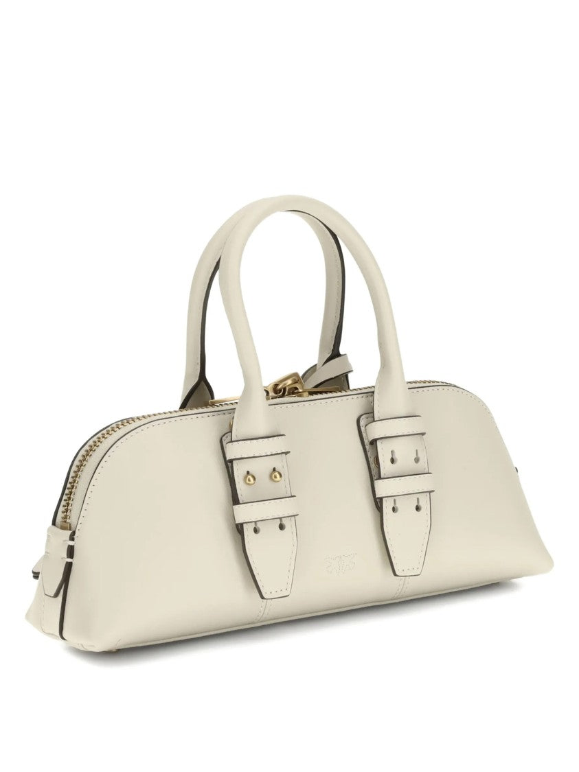Pinko White Bowling Bag Horizontal Synthetic Handbag