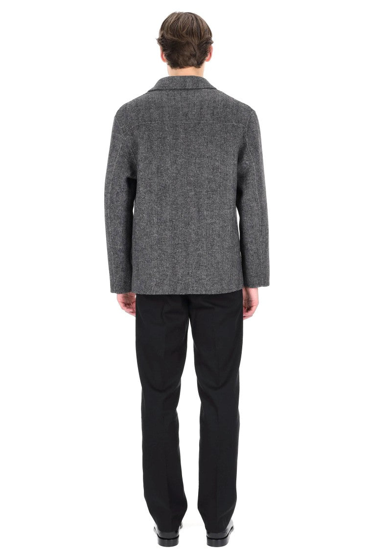 Officine Generale Hamid Model Herringbone Wool Overshirt