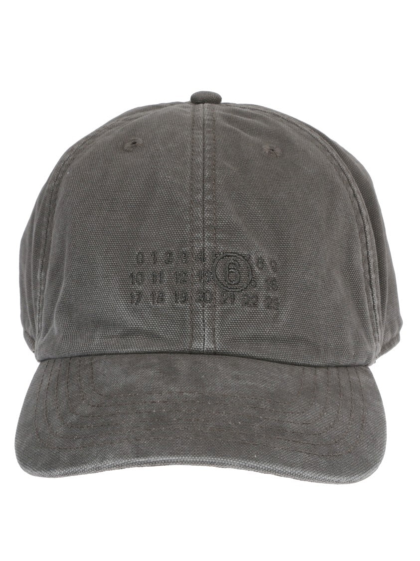 Mm6 By Maison Margiela Structured Grey Baseball Hat With Subtle Logo Embroidery