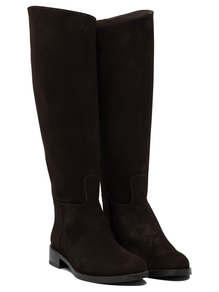 Maretto Brown Suede Mid-Calf Ankle Boots