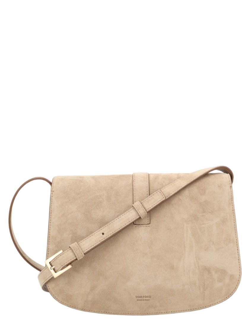 Tom Ford Curved Minimalist Shoulder Bag In Soft Calf Leather