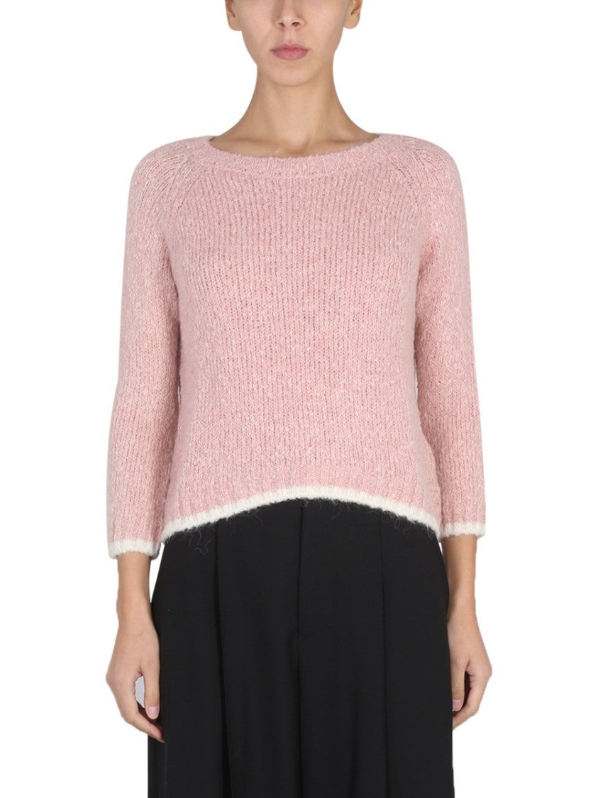 Aspesi Alpaca Blend Sweater With Contrasting Trim