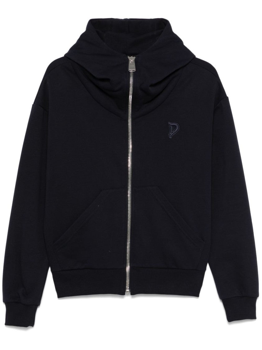 Dondup Zip-Up Blue Hoodie With Cozy Hood