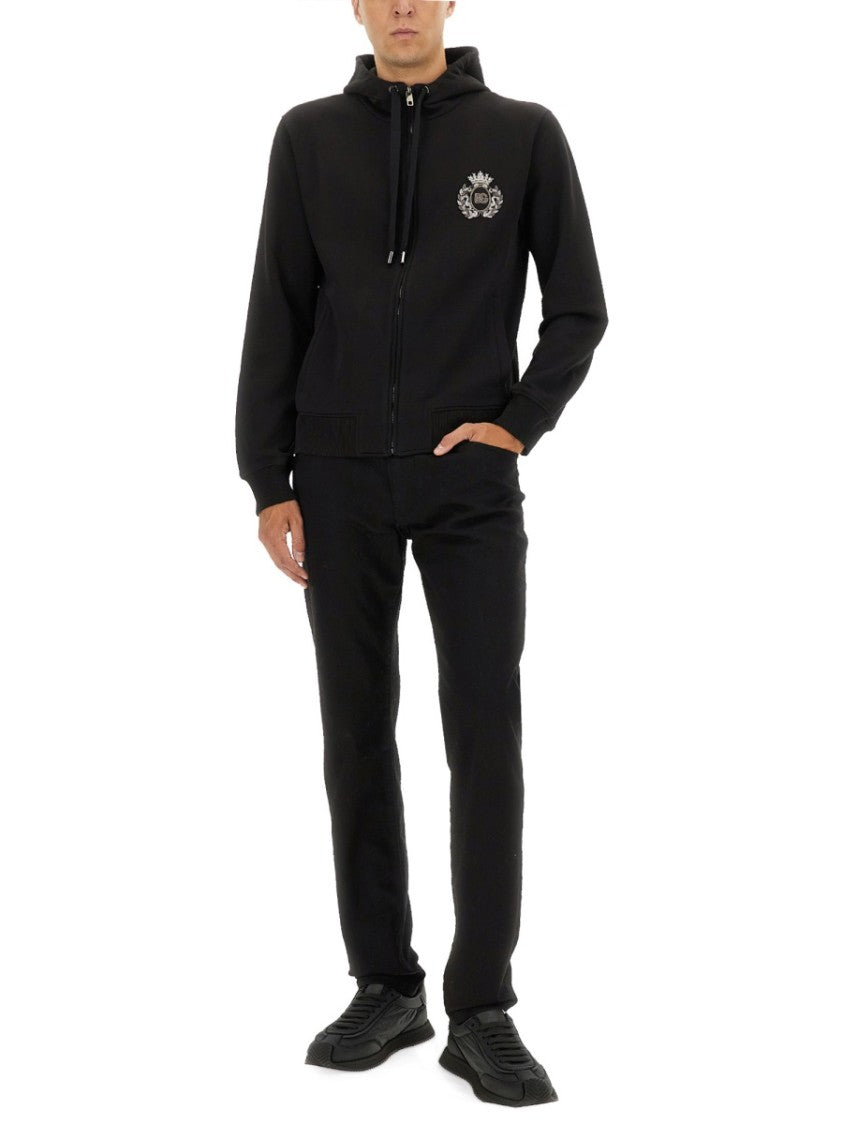 Dolce & Gabbana Black Zip-Up Sweatshirt