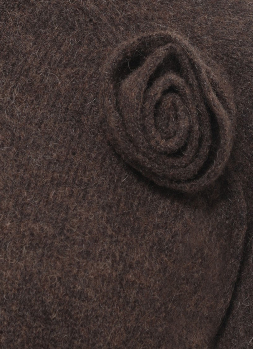 Rotate Brown Textured Rose Detail Sweater