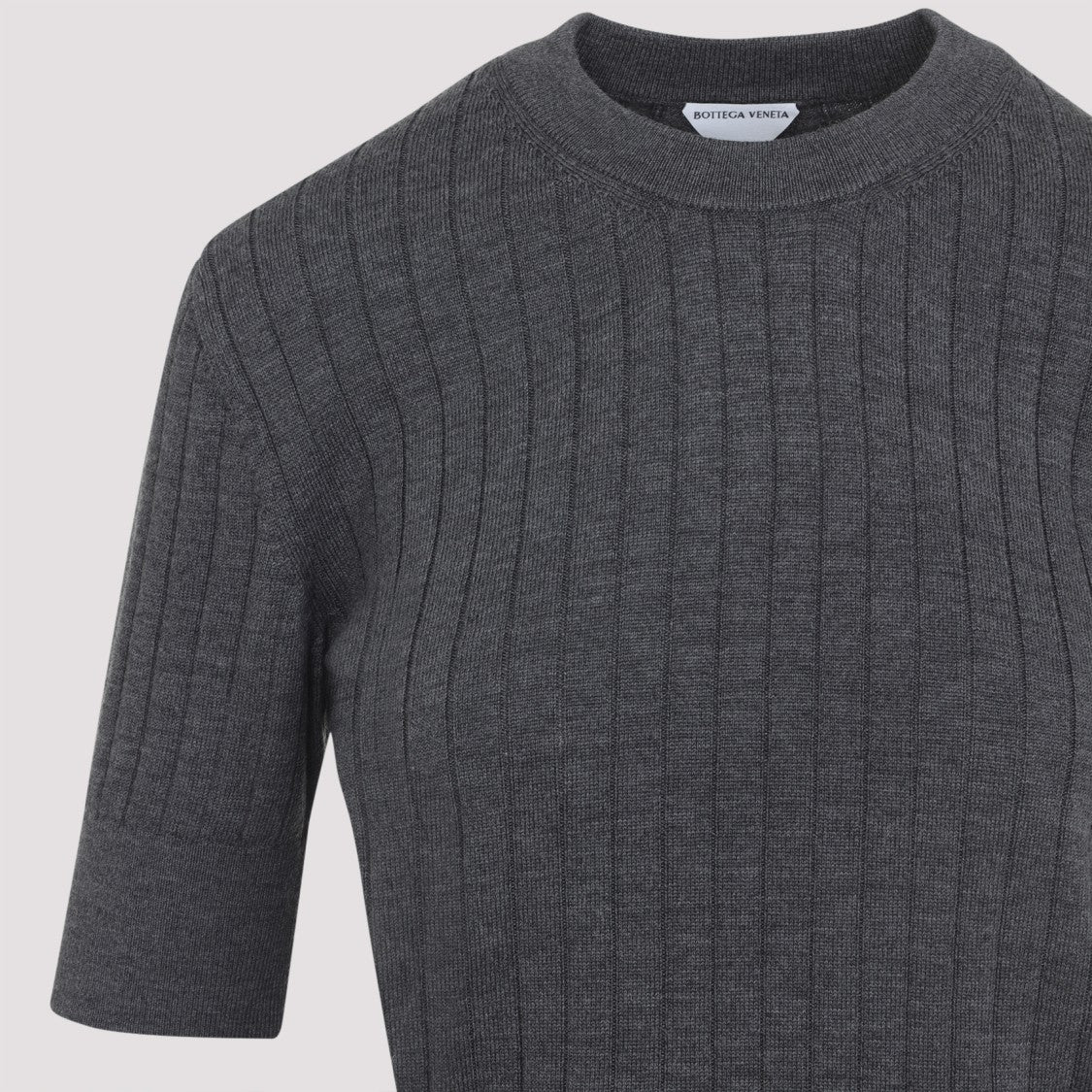 Bottega Veneta Anthracite Grey Wool Ribbed Top