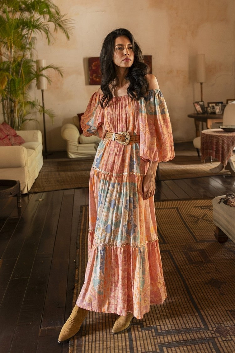 Miss June Martina Long Dress Peach