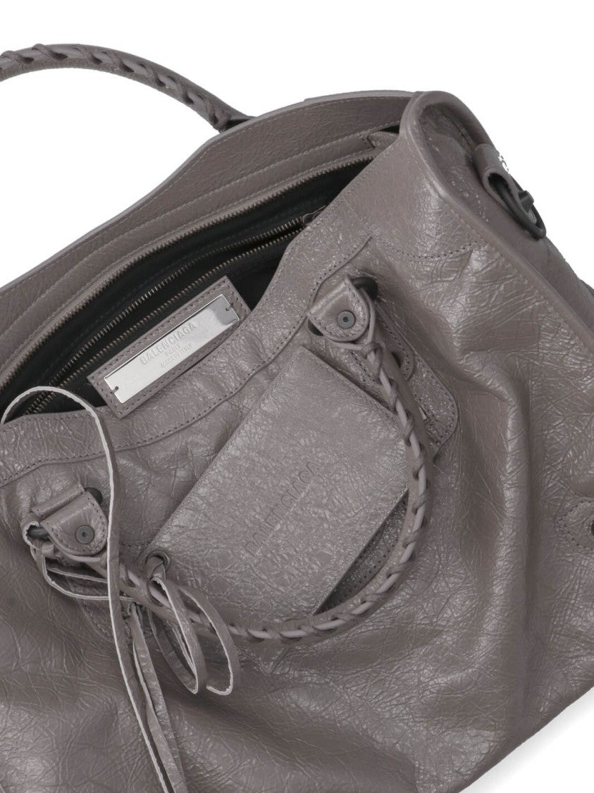 Balenciaga Rectangular Handbag In Textured Grey Leather