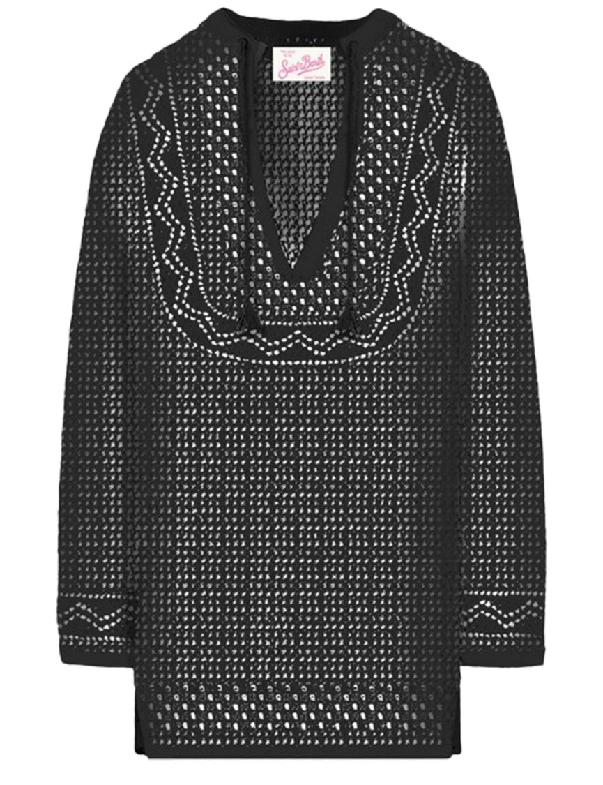 Mc2 Saint Barth Openwork Mesh Tunic With V-Neck