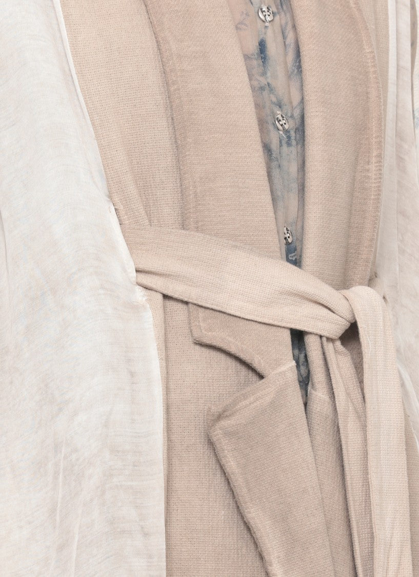Sanctamuerte Beige Belted Waist Cotton Gilet