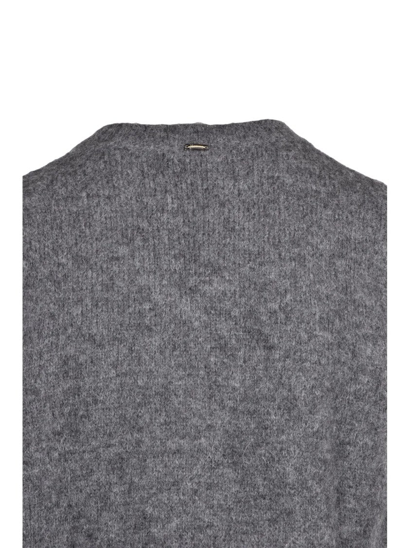 Herno Grey V-Neck Textured Knit Alpaca-Blend Vest