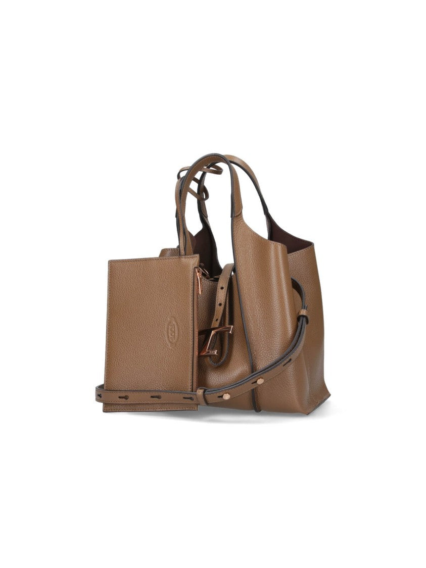 Tod's Small Brown Pebbled Leather Shoulder Bag