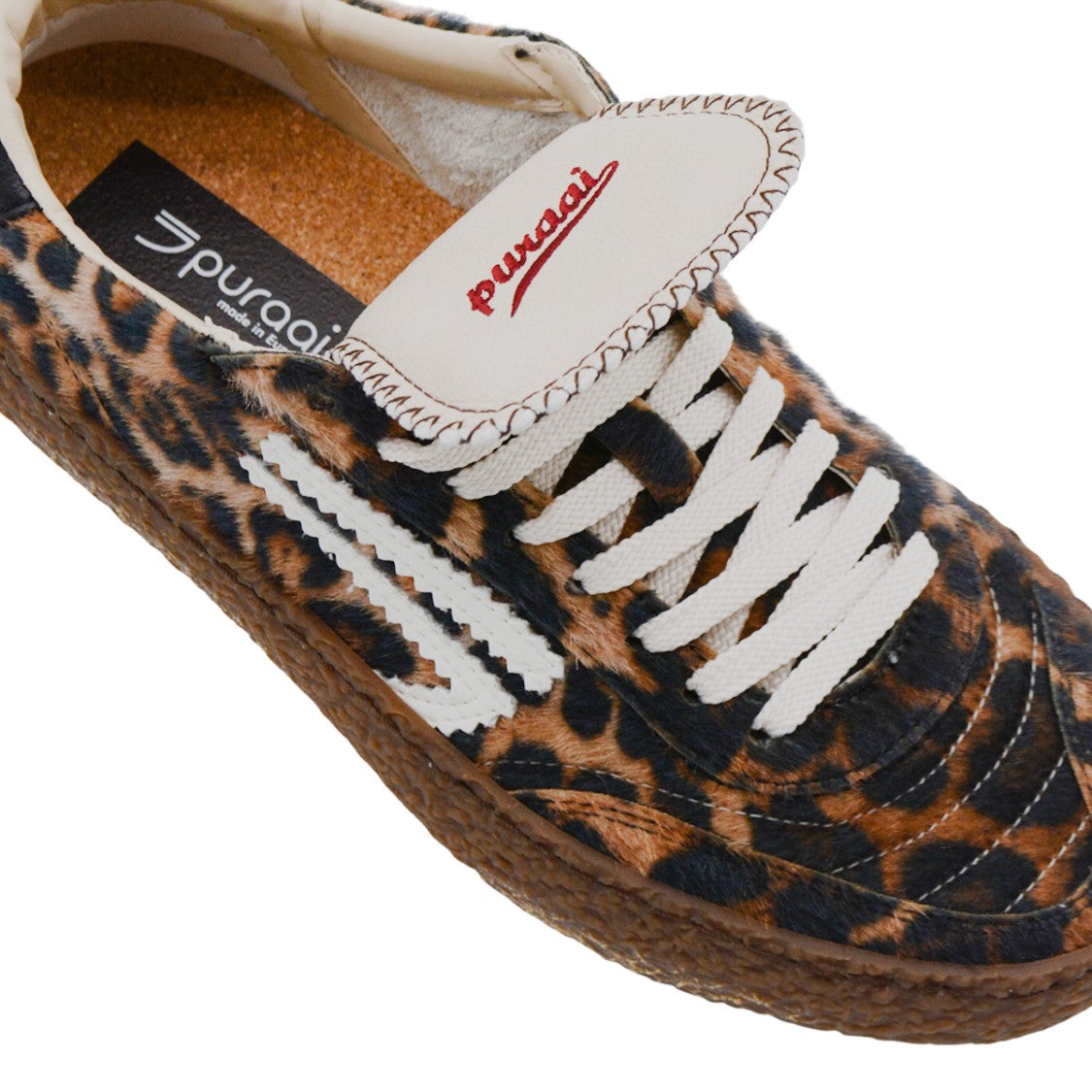 Puraai Leopard Print Sneakers With Textured Brown Sole