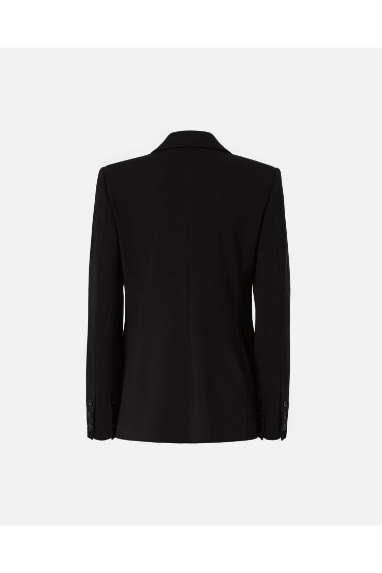 Pinko Black Viscose-Blend Deep V-Neck Blazer