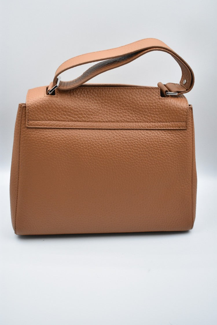 Orciani Brown Leather Handbag With Soft Structure