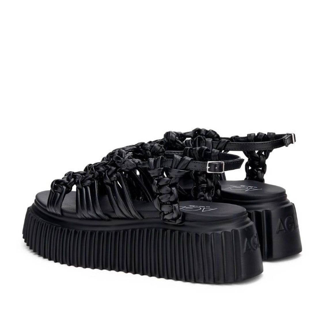 Agl Black Alice Synthetic Flatform Wedge Sandals