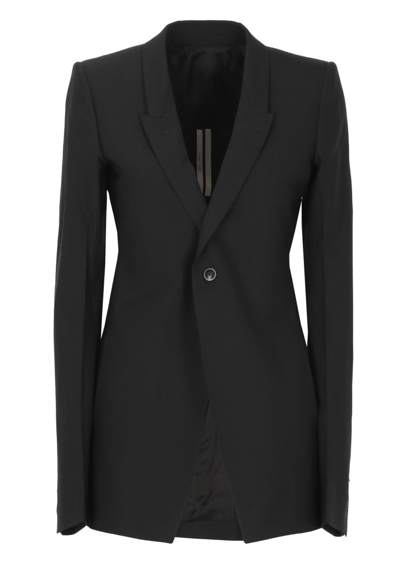 Rick Owens Black Peak Lapel Blazer