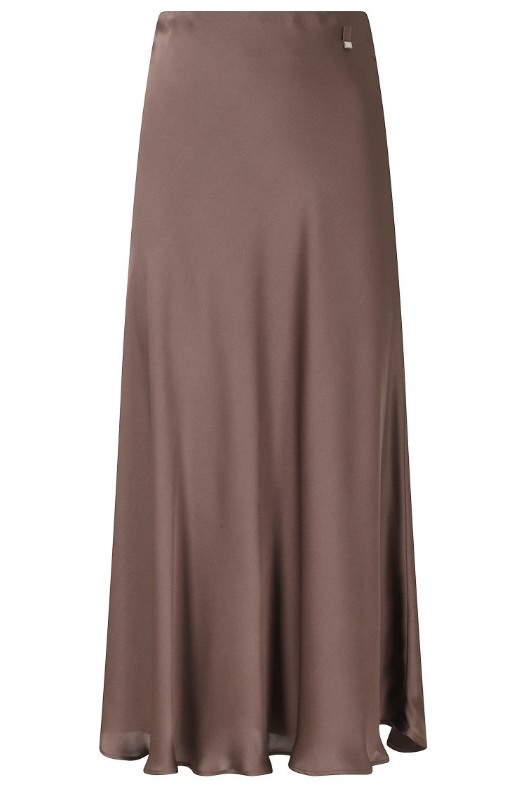 Herno Satin Elastic Waistband Polyester Midi Skirt