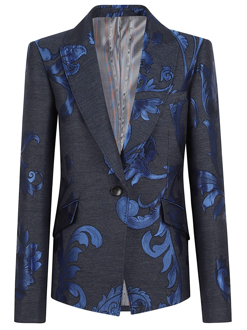 Etro Intricately Patterned Tailored Blazer With Single-Button Closure