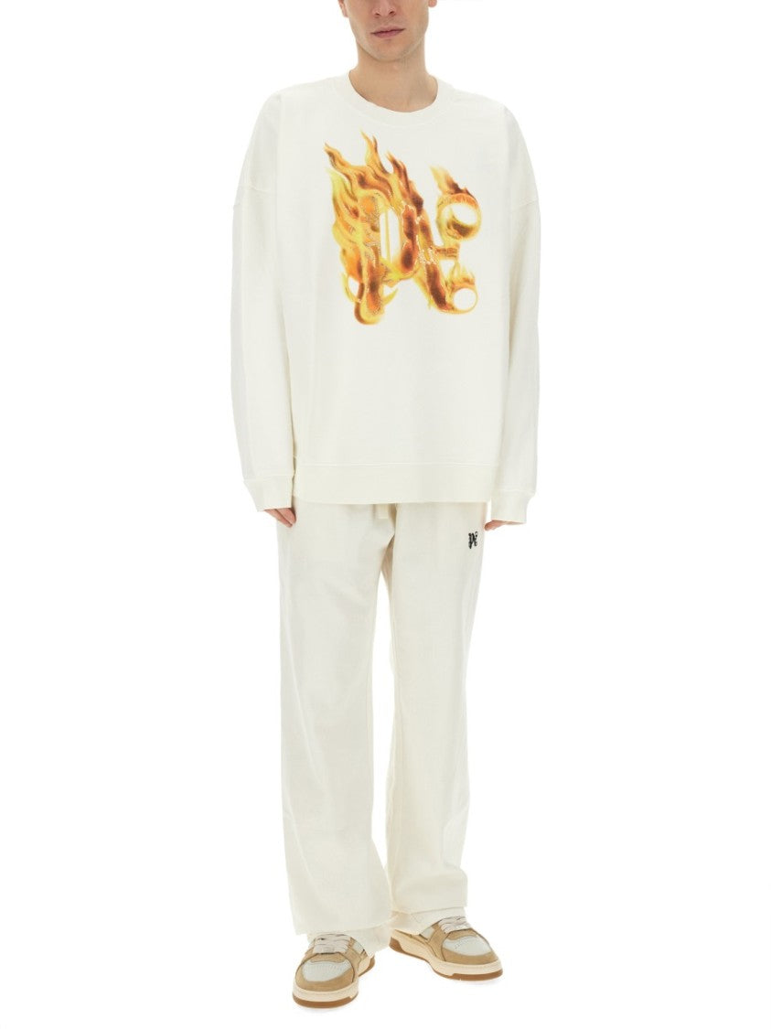 Palm Angels "Burning Monogram" Print Sweatshirt