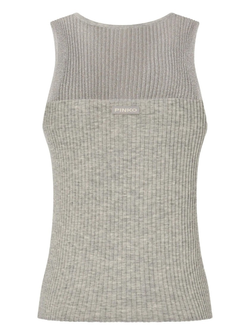 Pinko Fitted Ribbed Wool-Silk Tank Top
