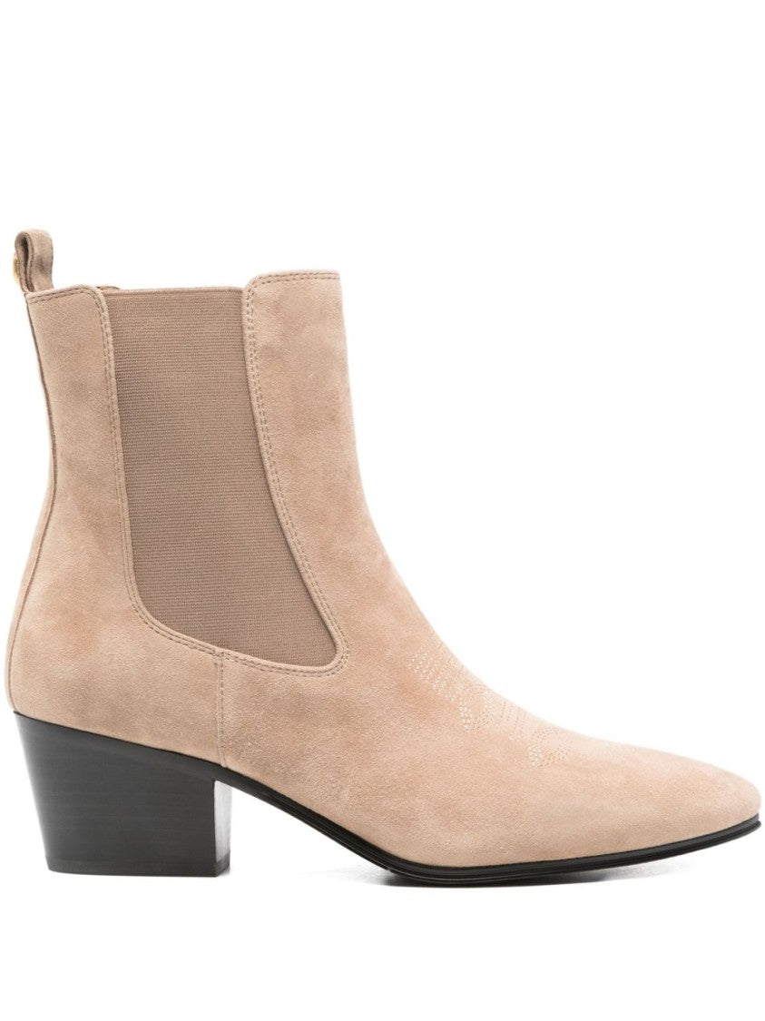 Twin-Set Pointed Toe Boots With Moderate Heel And Smooth Finish