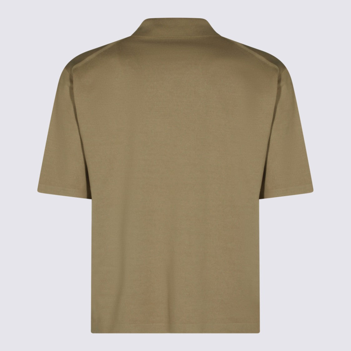 Auralee Brown Ribbed Knit Short-Sleeved Shirt With Open Collar