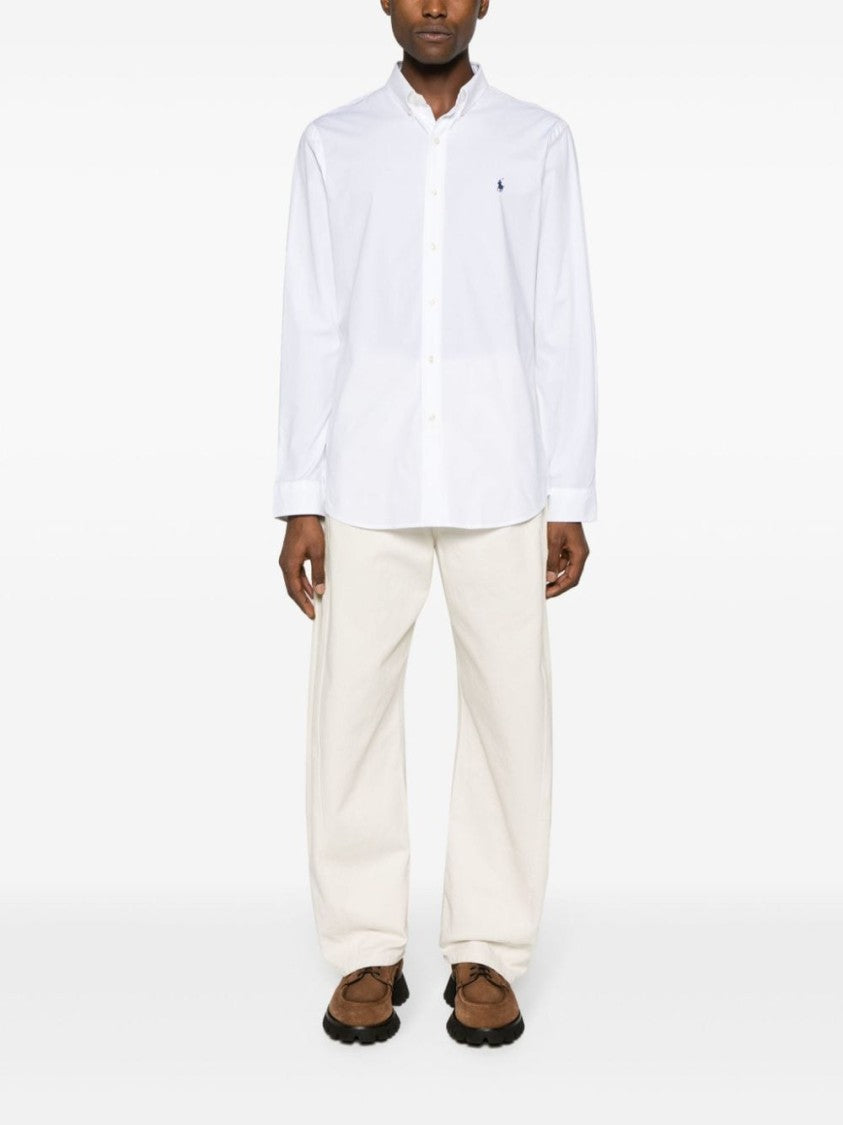 Polo Ralph Lauren White Cotton Shirt With Curved Hem