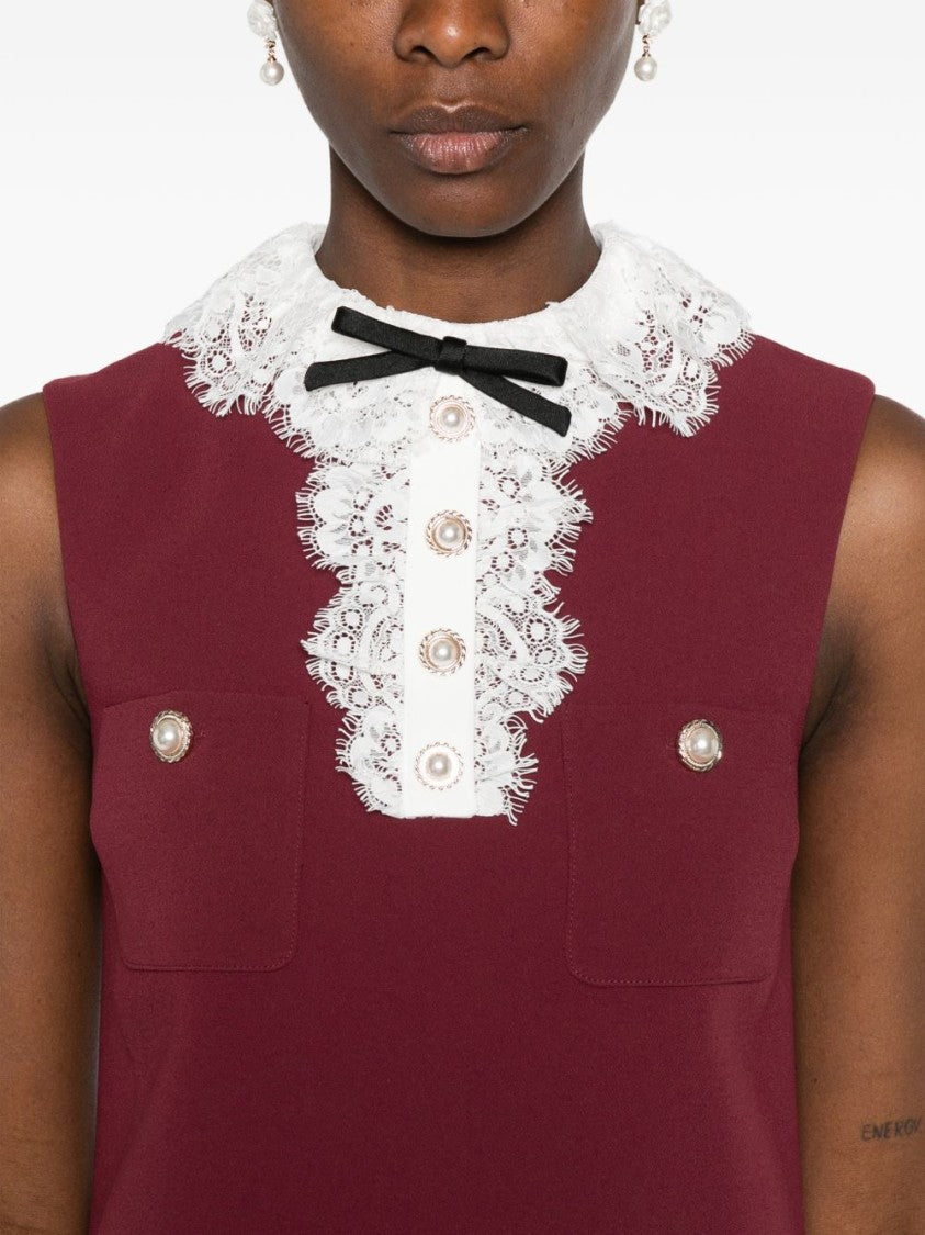 Self-Portrait Sleeveless Mini Lace Collar Dress